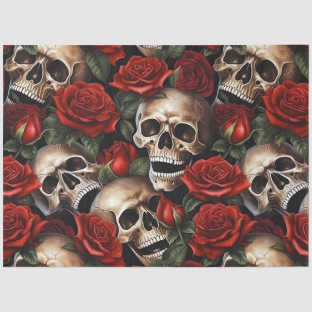 Papier Mousseline Un crâne et une série Rose 6 (Recto)