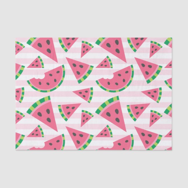 Papier Mousseline Un dans un Melon Watermelon Slices & Pink Stripes (Recto)