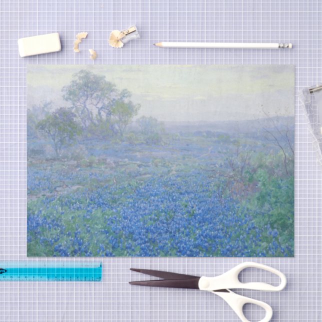 Papier Mousseline Un jour nuageux, Bluebonnets | Julian Onderdonk (Artisanat)