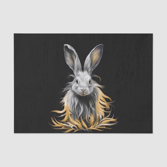 Papier Mousseline Un lapin gris génial en feu (Recto)