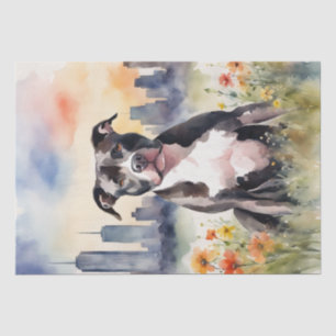 Papier Mousseline Un Pitbull dans un découpage de prairie