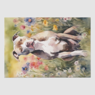 Papier Mousseline Un Pitbull dans un découpage de prairie