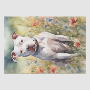 Papier Mousseline Un Pitbull dans un découpage de prairie