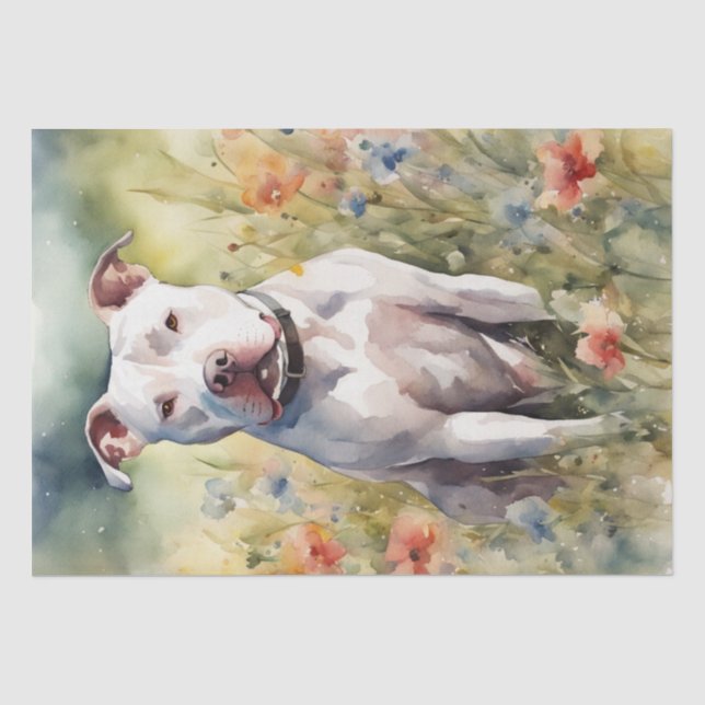 Papier Mousseline Un Pitbull dans un découpage de prairie (Recto)