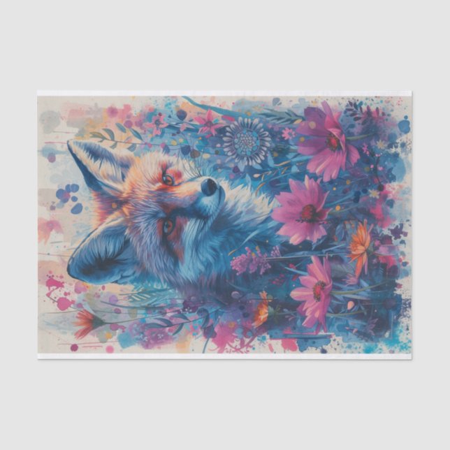 Papier Mousseline Un renard dans les fleurs (Recto)