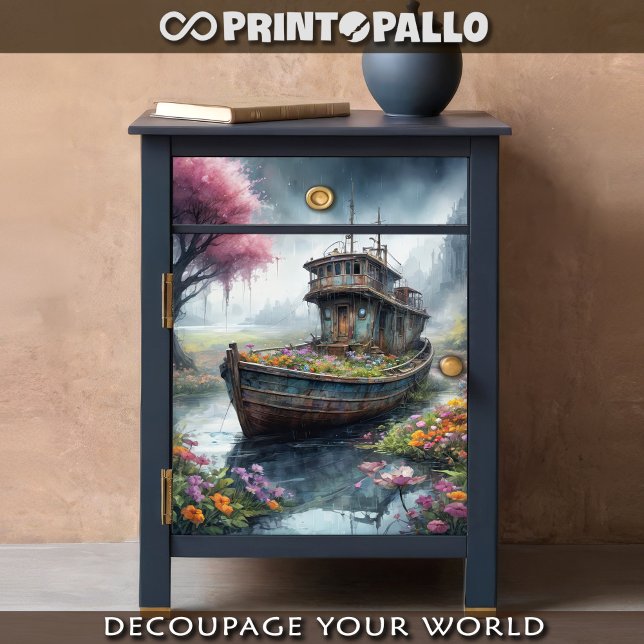 Papier Mousseline Un vieux bateau de pêche abandonné dans un marécag (Créateur téléchargé)