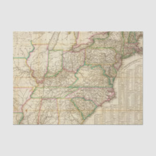 Papier Mousseline Une carte des routes, des canaux et du bateau de