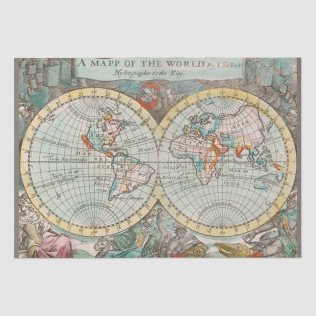Papier Mousseline Une carte du document de travail mondial (Recto)