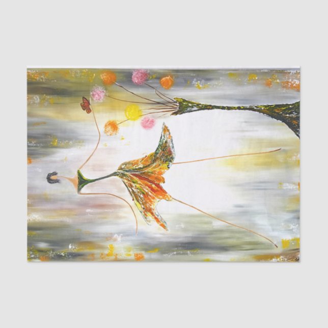 Papier Mousseline Une dame avec une découpage papillon (Recto)