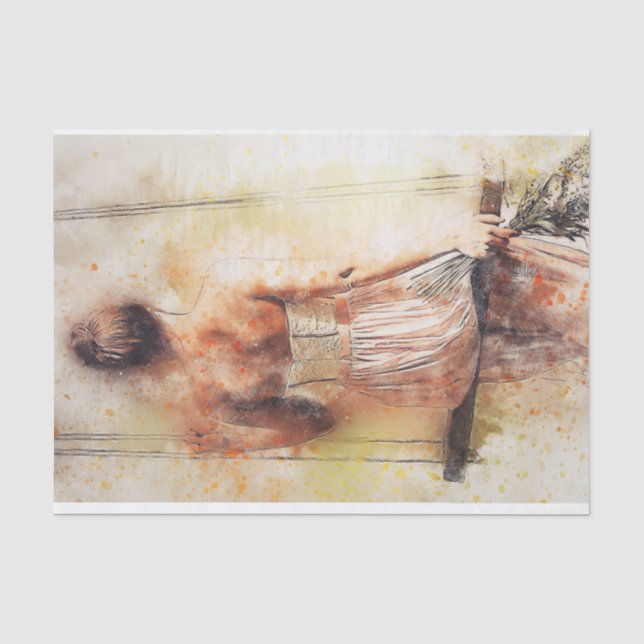 Papier Mousseline Une fille sur une aquarelle à voilure (Recto)