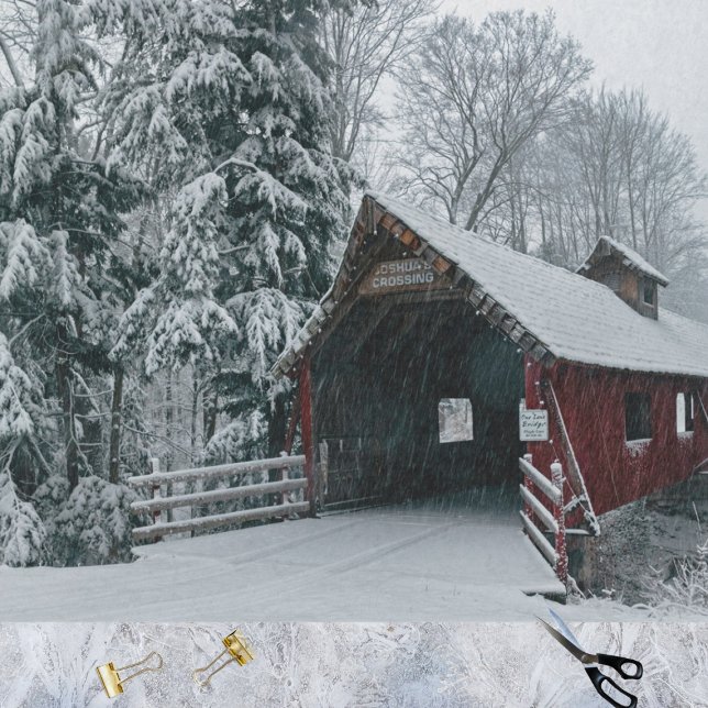 Papier Mousseline Une grange accueillante le jour de la neige (Créateur téléchargé)