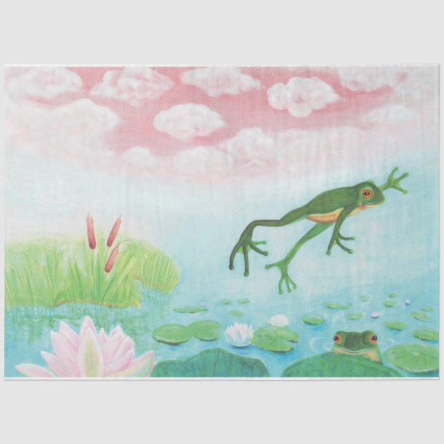 Papier Mousseline Une Grenouille S'Enfonce Dans L'Étang Illustration (Recto)