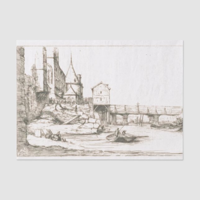 Papier Mousseline Une passerelle à Paris 1621 (Recto)