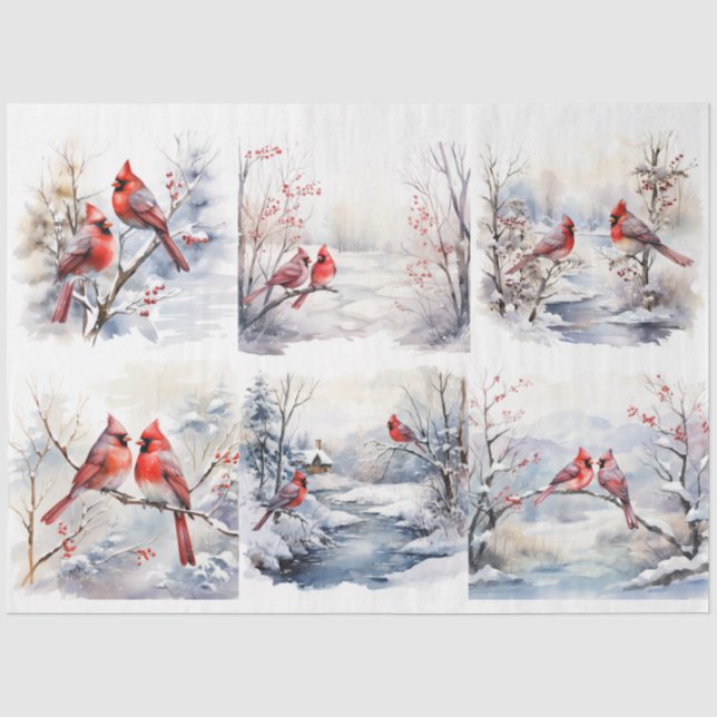 Papier Mousseline Une série de cardinaux d'hiver 7 (Recto)