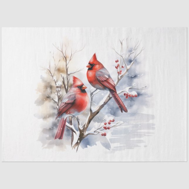 Papier Mousseline Une série de cardinaux d'hiver Design 1 (Recto)
