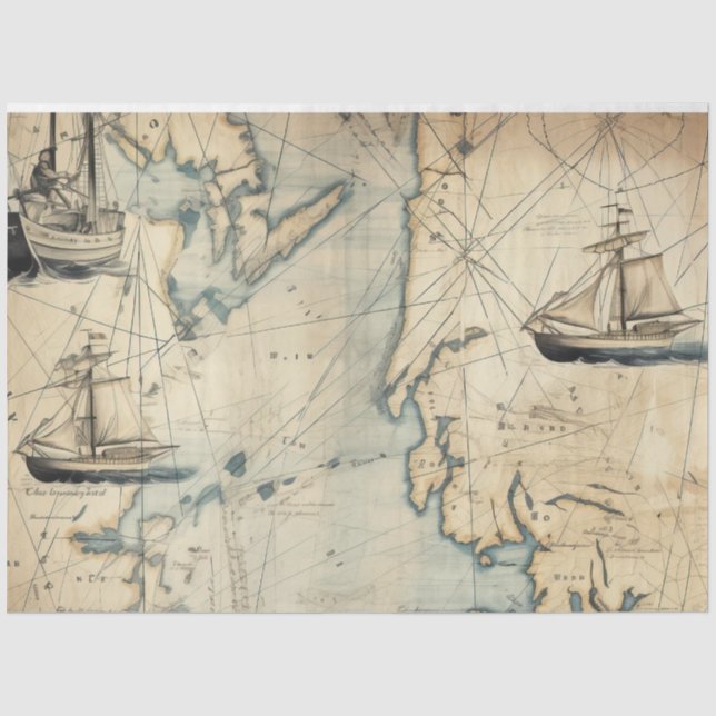 Papier Mousseline Une série de cartes marines 1 (Recto)