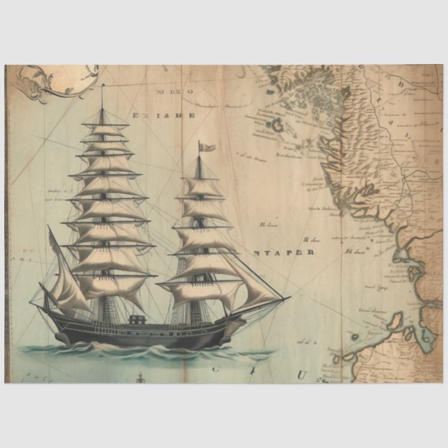Papier Mousseline Une série de cartes marines 7 (Recto)