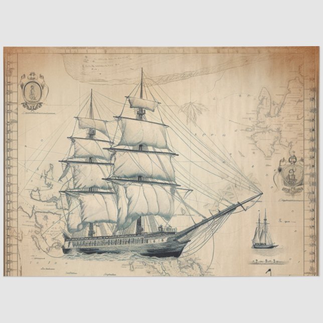 Papier Mousseline Une série de cartes marines 8 (Recto)