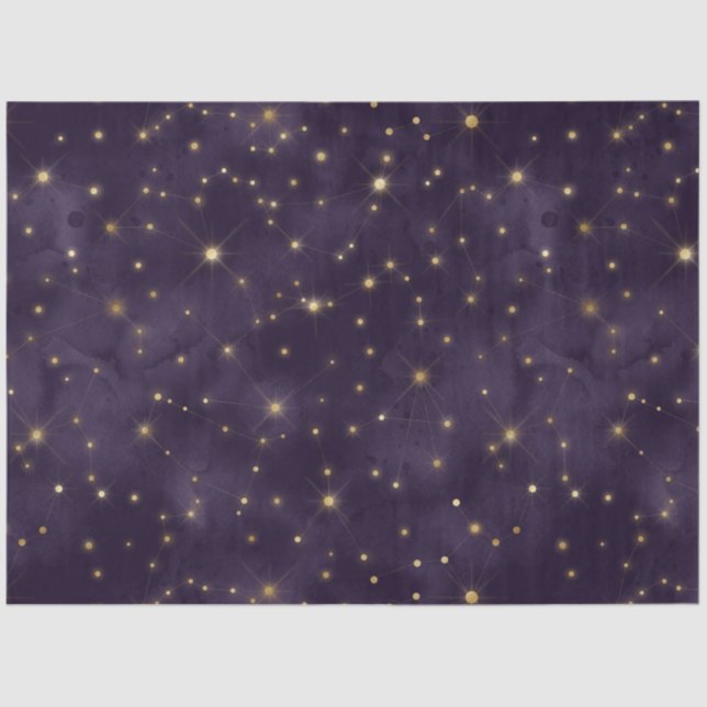 Papier Mousseline Une série de nuit violette étoilée 4 (Recto)