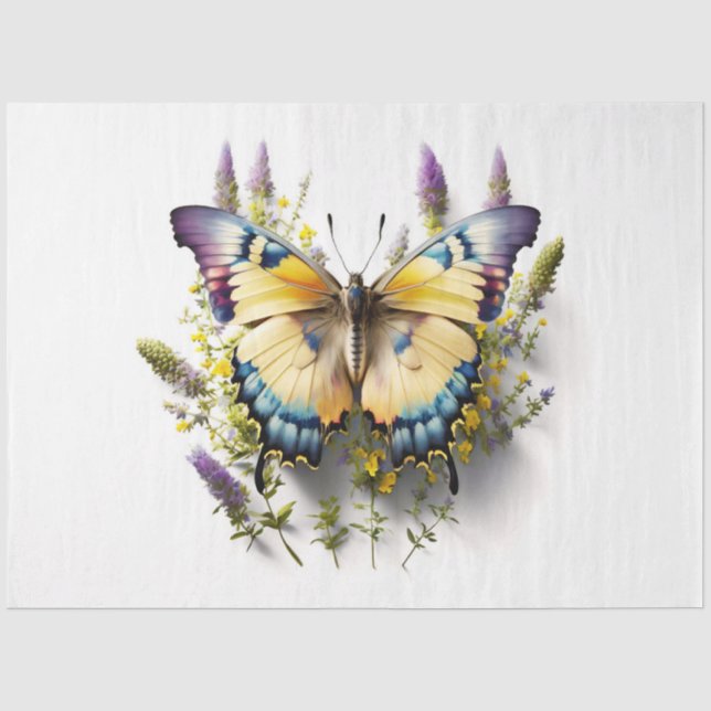 Papier Mousseline Une série de papillons floraux 16 (Recto)