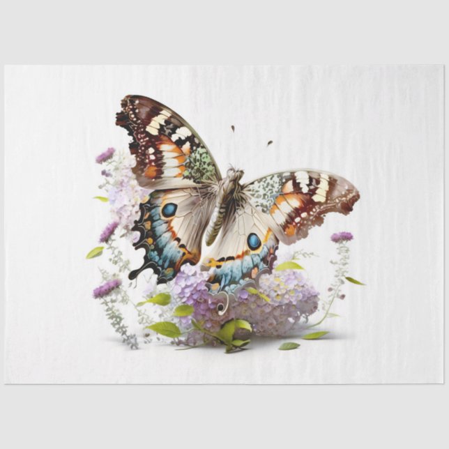 Papier Mousseline Une série de papillons floraux Design 2 (Recto)