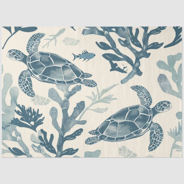 Papier Mousseline Une série de tortues marines Design 4 (Recto)