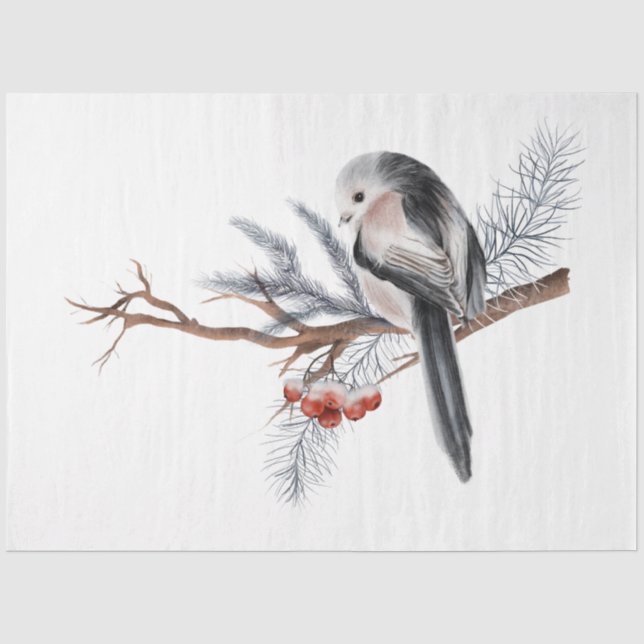 Papier Mousseline Une série d'oiseaux de Noël Design 1 (Recto)