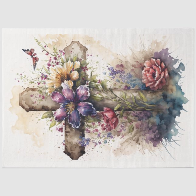 Papier Mousseline Une série Floral Cross 9 (Recto)