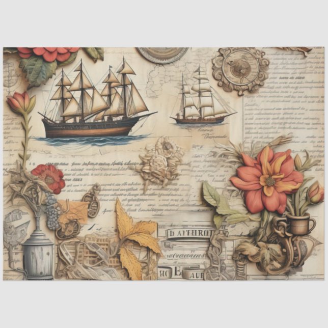 Papier Mousseline Une Série Nautique Scrappy Design 22 (Recto)