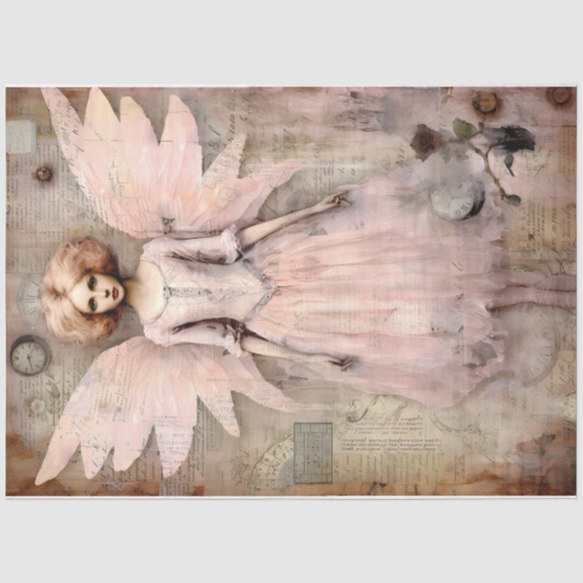 Papier Mousseline Une série Whimsical Pink Angel Design #2 (Recto)