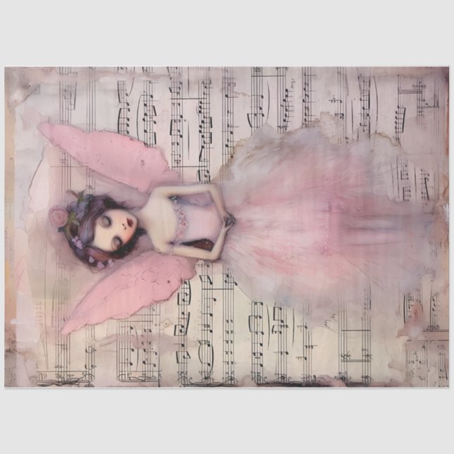 Papier Mousseline Une série Whimsical rose Angel Design #11 (Recto)