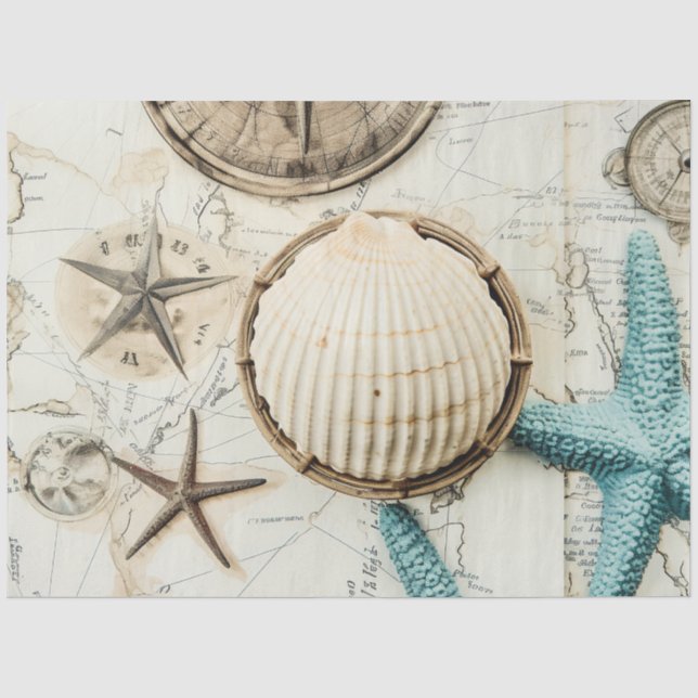 Papier Mousseline Une Shabby Chic Nautique Série Design 11 (Recto)