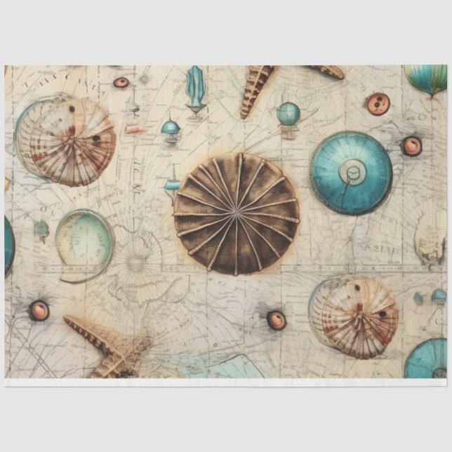 Papier Mousseline Une Shabby Chic Série Nautique Design 7 (Recto)