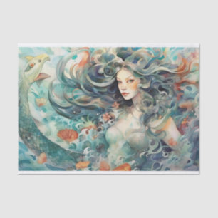 Papier Mousseline Une sirène avec le serpent de mer