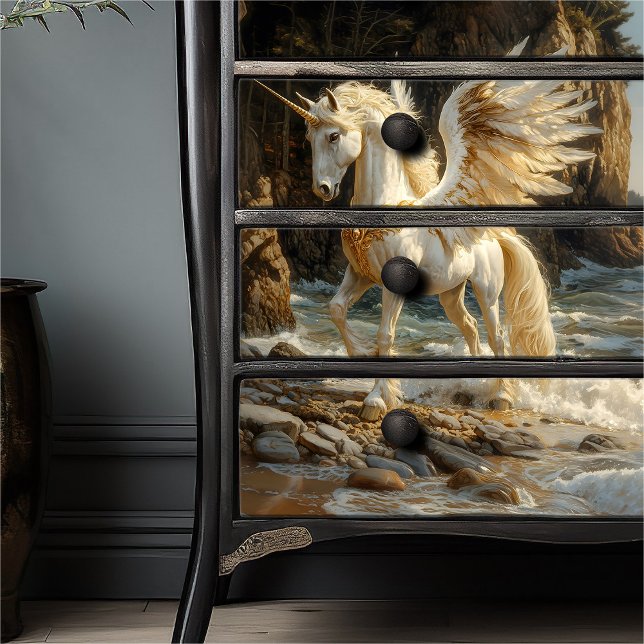 Papier Mousseline Unicorne à ailes blanches Mythique Océan Imaginair (Créateur téléchargé)