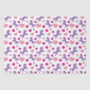 Papier Mousseline Unicorne et Motif des coeurs