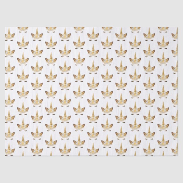 Papier Mousseline Unicorne florale d'or (Recto)