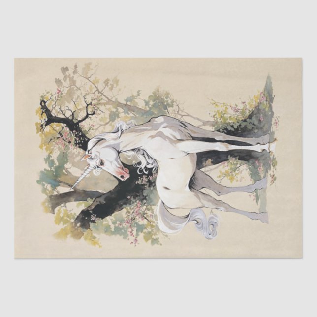 Papier Mousseline Unicorne majestueuse dans une forêt enchantée (Recto)