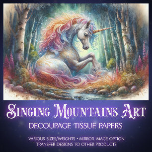 Papier Mousseline Unicorne Pacifique Dans La Découpage De Forêt Ench