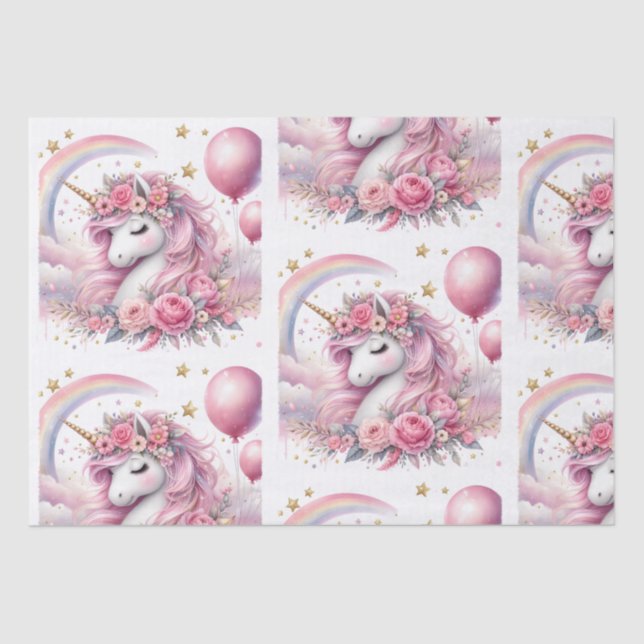 Papier Mousseline Unicorne rose (Recto)