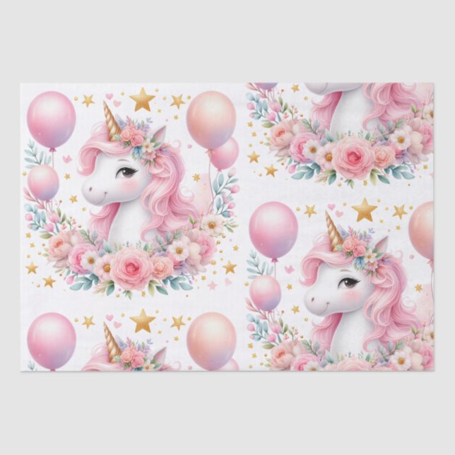 Papier Mousseline Unicorne rose (Recto)