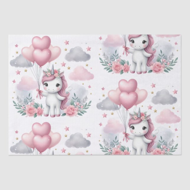 Papier Mousseline Unicorne rose (Recto)