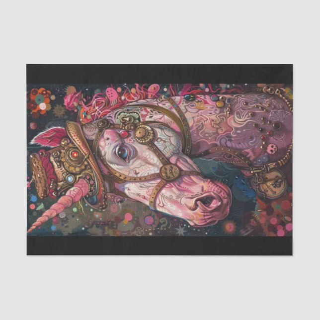 Papier Mousseline Unicorne Steampunk (Recto)