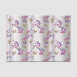 Papier Mousseline Unicornes arc-en-ciel cristal