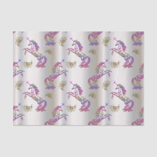 Papier Mousseline Unicornes arc-en-ciel cristal (Recto)