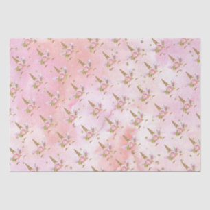 Papier Mousseline Unicornes en fleurs