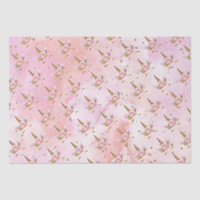 Papier Mousseline Unicornes en fleurs (Recto)