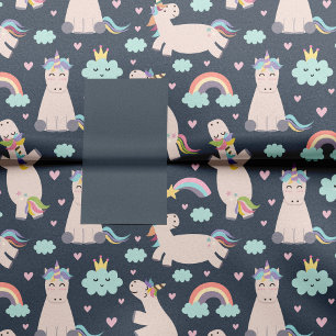 Papier Mousseline Unicorns and Rainbows Blue Pink Girl Pattern Kid
