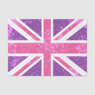 Papier Mousseline Union Jack, pourpre et rose
