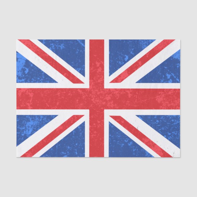 Papier Mousseline Union Jack, rouge et bleu (Recto)